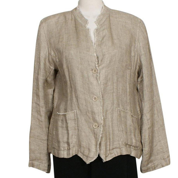 Beige Organic Linen Doubleweave Jacket PM